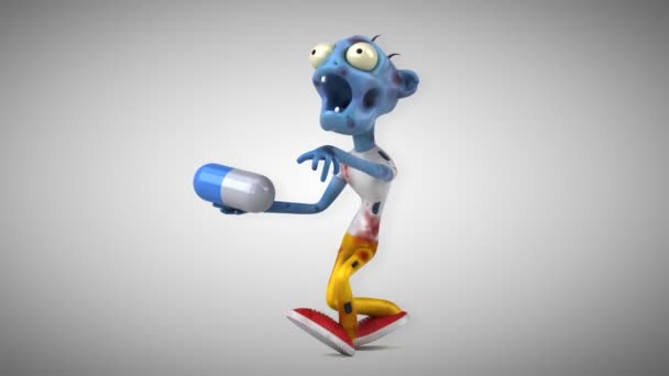 Zombi Vicces Rajzfilm Karaktert Tabletta Animáció — Stock videók