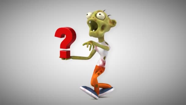 Personagem Desenho Animado Engraçado Zumbi Com Ponto Interrogação Animação — Vídeo de Stock