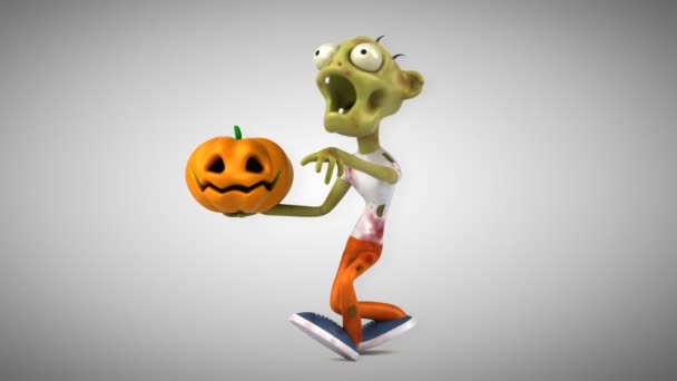 Leuke Zombie Met Pompoen Animatie — Stockvideo