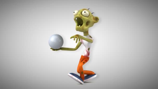 Divertido Zombie Con Pelota Animación — Vídeo de stock