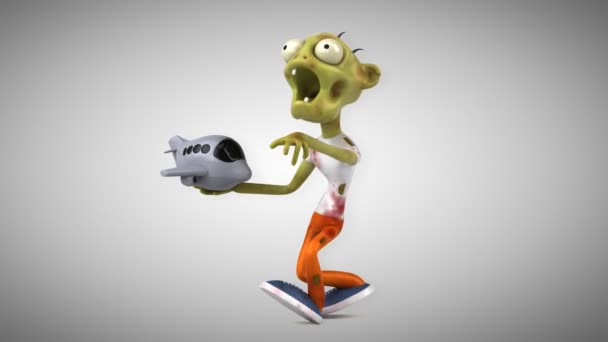 Zombie Divertido Personaje Dibujos Animados Con Plano Animación — Vídeo de stock