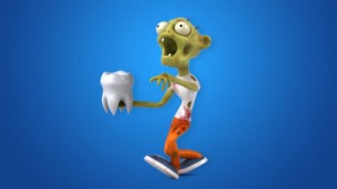 zombi çizgi film karakteri ile diş - 3d animasyon 