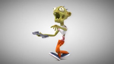 zombi eğlenceli çizgi film karakteri ile araç - 3d animasyon 
