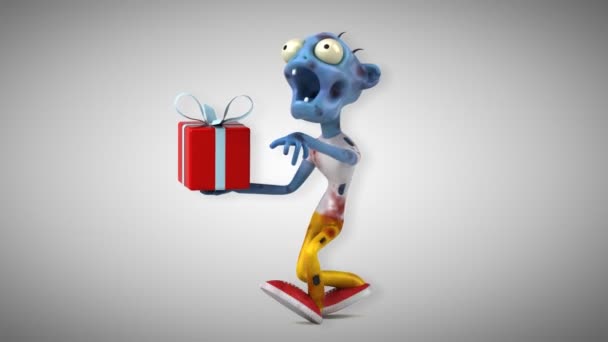 Ζόμπι Αστεία Κινούμενα Σχέδια Χαρακτήρα Δώρο Animation — Αρχείο Βίντεο