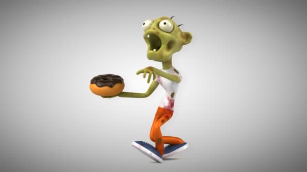Zombie Funny Cartoon Character Donut Animation — Stock Video