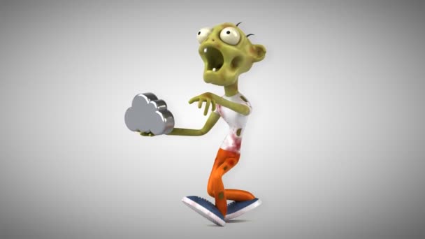 Зомби Забавный Мультяшный Персонаж Облаком Анимация — стоковое видео