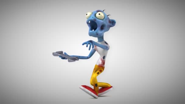 Zumbi Fun Personagem Desenho Animado Com Ferramenta Animação — Vídeo de Stock