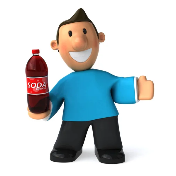 Divertente Uomo Casual Con Soda Illustrazione — Foto Stock