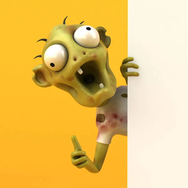 Charakter Zábavné Zombie Kartou Ilustrace — Stock fotografie