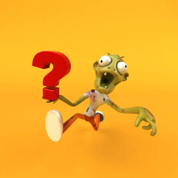 Leuke Zombie Karakter Met Vraagteken Illustratie — Stockfoto