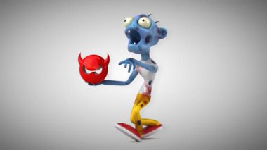 zombi eğlenceli çizgi film karakteri ile virüs - 3d animasyon 