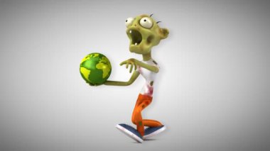 zombi eğlenceli çizgi film karakteri ile gezegen - 3d animasyon 
