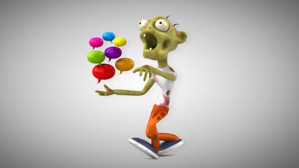 Зомби Смешной Персонаж Мультфильма Пузырьками Анимация — стоковое видео