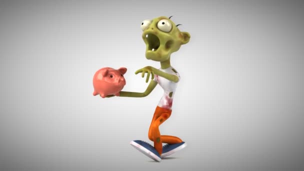 Zombie Cartoon Character Piggy Bank Animation — Stock Video © julos  #187965742