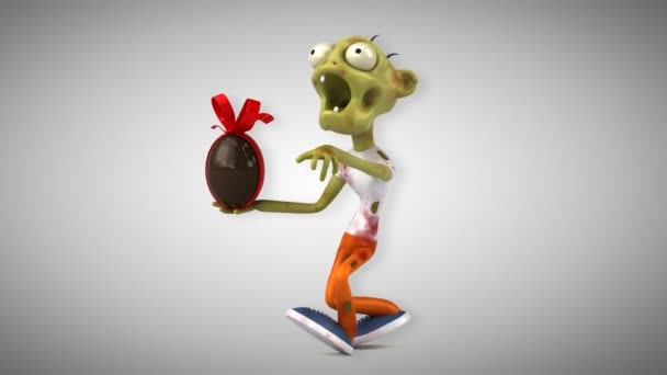 Zombie Divertido Personaje Dibujos Animados Con Huevo Animación — Vídeo de stock