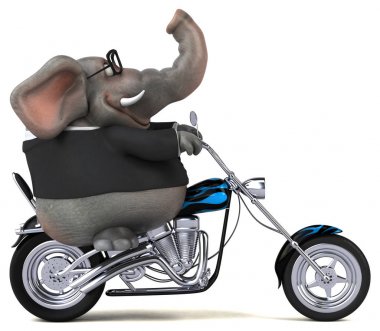 komik çizgi film karakteri üzerinde motosiklet - 3d çizim