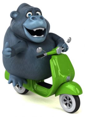 komik çizgi film karakteri üzerinde motosiklet - 3d çizim