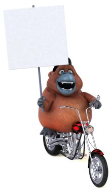 komik çizgi film karakteri üzerinde motosiklet - 3d çizim