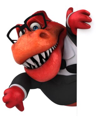 Eğlenceli Trex işadamı - 3d çizim 