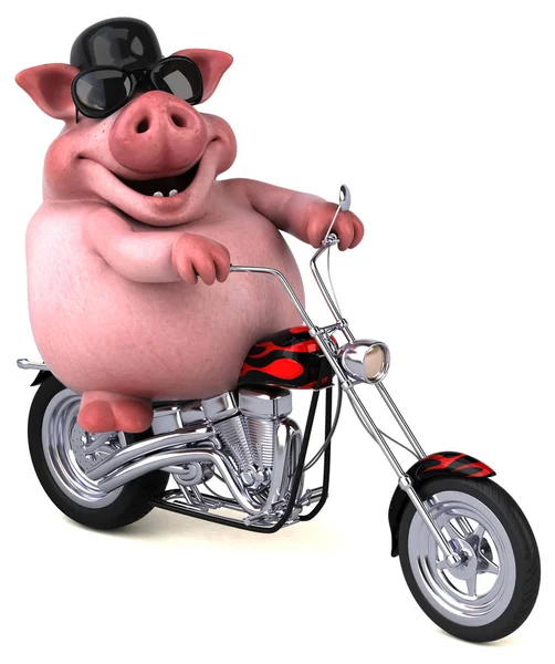 面白い漫画のキャラクターにオートバイの — ストック写真