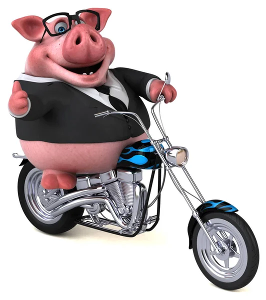 Funny Cartoon Character Motorcycle Illustration — Stock Photo, Image