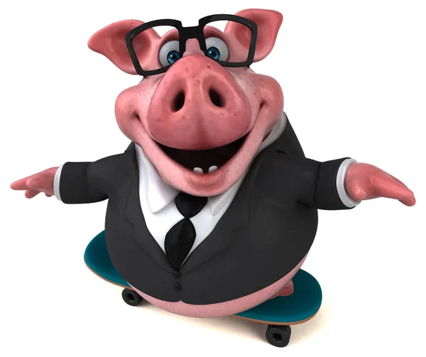 Fun Pig Skating Illustration — Stock Photo, Image