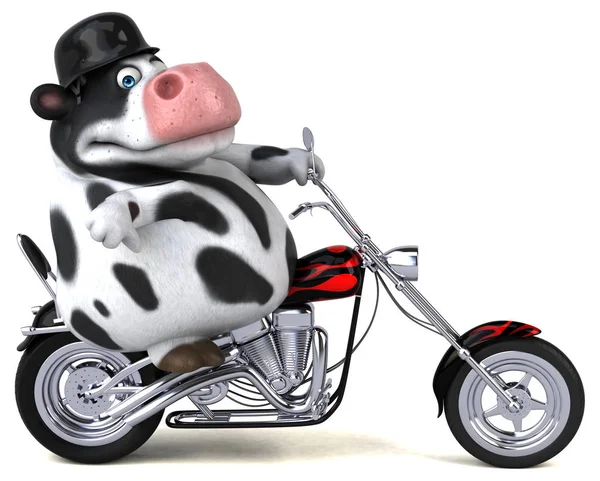 funny cartoon character on motorcycle - 3D Illustration