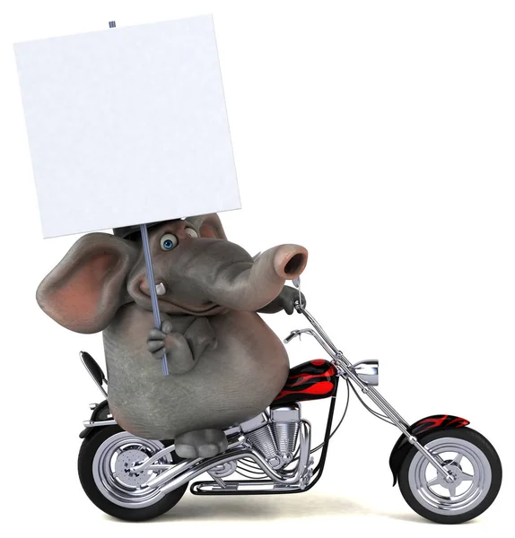 Смешной Персонаж Мультфильма Мотоцикле Иллюстрация — стоковое фото