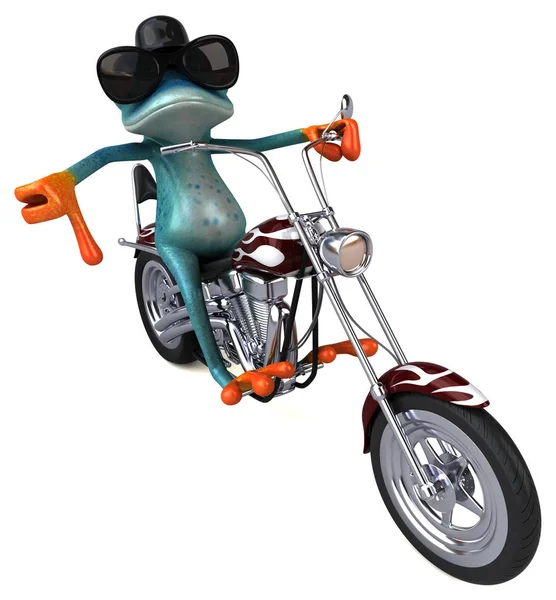 Смішний Мультиплікаційний Персонаж Мотоциклі Ілюстрація — стокове фото