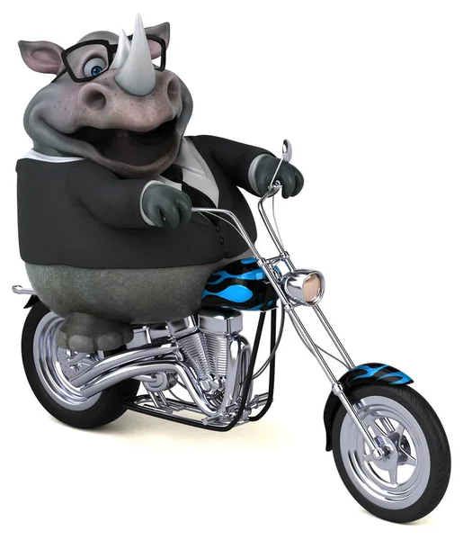 Lustige Cartoon Figur Auf Motorrad Illustration — Stockfoto