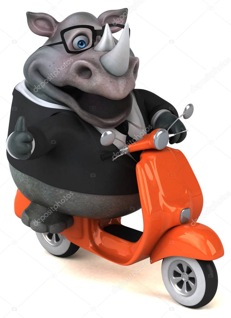 funny cartoon character on motorcycle - 3D Illustration