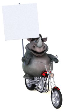 Eğlenceli çizgi film karakteri üzerinde motosiklet - 3d çizim