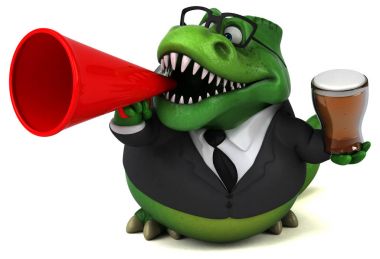 Eğlenceli Trex ile bira - 3d çizim