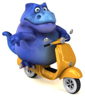Eğlenceli çizgi film karakteri üzerinde motosiklet - 3d çizim