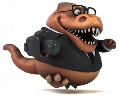 Eğlenceli Trex ile fotoğraf makinesi - 3d çizim