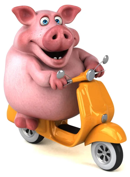 Fun Cartoon Character Motorcycle Illustration — Stock Photo, Image