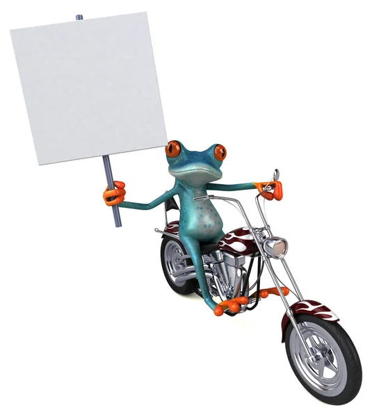 Rolig Tecknad Figur Motorcykel Illustration — Stockfoto