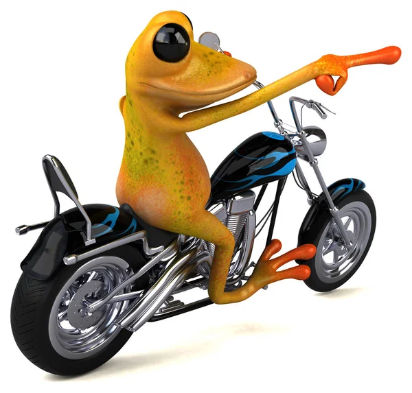 Eğlenceli Çizgi Film Karakteri Üzerinde Motosiklet Çizim — Stok fotoğraf