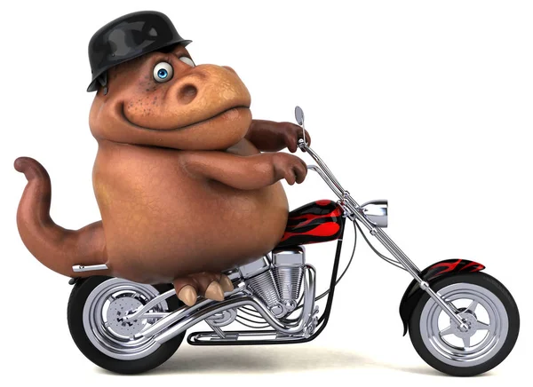 Personagem Desenho Animado Divertido Motocicleta Ilustração — Fotografia de Stock