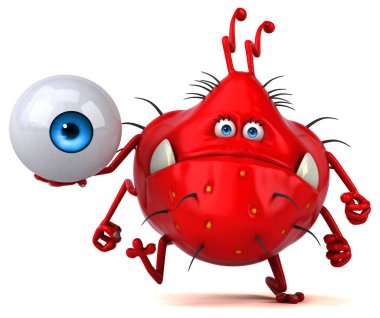 Eğlenceli mikrop ile göz - 3d çizim