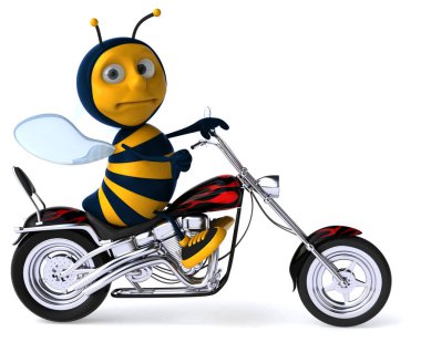 komik çizgi film karakteri üzerinde motosiklet - 3d çizim