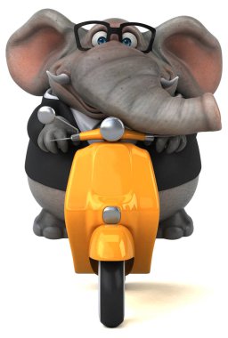 komik çizgi film karakteri üzerinde motosiklet - 3d çizim