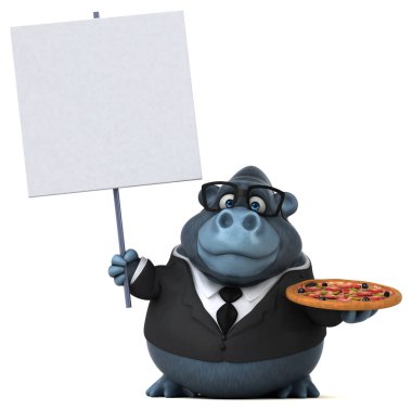 Komik karikatür karakter pizza - 3d çizim