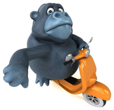 komik çizgi film karakteri üzerinde motosiklet - 3d çizim