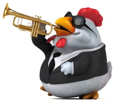 Müzik - 3d çizim eğlenceli tavuk