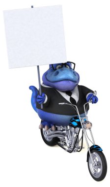 komik çizgi film karakteri üzerinde motosiklet - 3d çizim