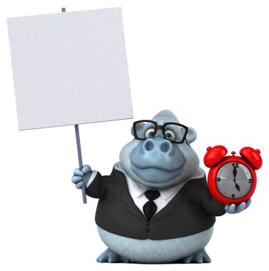 komik karikatür karakter holding çalar saat - 3d çizim