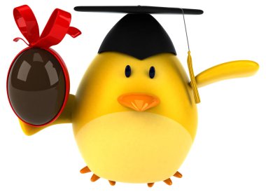 komik karikatür karakter holding yumurta - 3d çizim