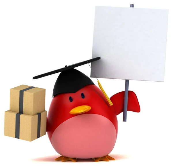 Funny Cartoon Character Holding Boxes Illustration — Stock Photo, Image