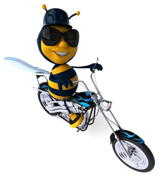Personagem Engraçado Dos Desenhos Animados Motocicleta Ilustração — Fotografia de Stock